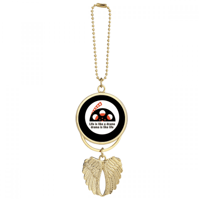 Dramatic Life Ups Downs Art Deco Fashion Car Keychain Angel Wing Pendant