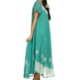 thumbnail image 3 of Sakkas Batik Palm Tree Cap Sleeve Caftan Dress / Cover Up - Mint / White - One Size, 3 of 5