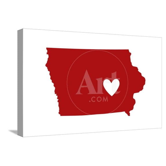 Iowa State Outline and Heart, Stretched Canvas Wall Art by Lantern Press Sold by Art.Com