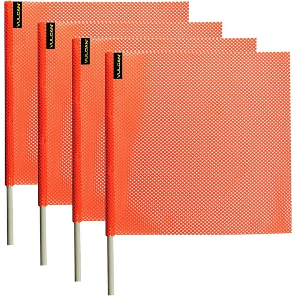 VULCAN Safety Flag - Dowel - Bright Orange - Jersey Mesh Construction - 18 inch x 18 inch - 4 Pack