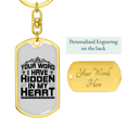thumbnail image 3 of Your Word Stainless Steel or 18k Gold Premium Swivel Dog Tag Keychain, 3 of 10