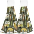thumbnail image 2 of SKYSONIC 2 PCS Hanging Hand Towels Camping Cars Bears and Woods Hand Dry Towels for Kitchen & Bathroom,Hanging Towel Set with Hanging Loop, 12"x17", 2 of 6