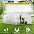 thumbnail image 2 of VEVORbrand Walk-in Tunnel Greenhouse, 20 x 10 x 7 ft Portable Plant Hot House w/ Galvanized Steel Hoops, 3 Top Beams, Diagonal Poles, 2 Zippered Doors & 12 Roll-up Windows, White, 2 of 9