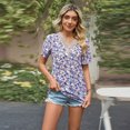 thumbnail image 5 of Fjuchai Womens V-Neck Lace T-Shirt for Female Summer Chiffon Floral Short Sleeve Tees Shirt S-XXL, 5 of 9