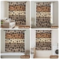 thumbnail image 5 of Brown Beige Semi Sheer Curtains Drapes for Living Room, Bedroom, French Doors Window 72 Inches Long, Rustic Farmhouse Dog Paw Vintage Rod Pocket Chiffon Curtain Drapery Voile Draperies Panel, 5 of 8