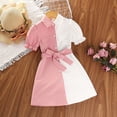 thumbnail image 3 of Esaierr Toddler Girls Princess Skirt Patchwork Color Short Sleeve Shirt Skirt Girl's Dress 4-7Y, 3 of 6