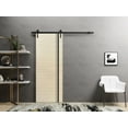 thumbnail image 3 of Sturdy Barn Door 42 x 96 inches | Planum 0011 Natural Veneer with Frosted Glass | 8FT Rail Hangers Heavy Hardware Set | Solid Panel Interior Doors, 3 of 6