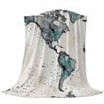 thumbnail image 6 of Vintage Map Blanket Soft Cozy Warm Throw Blanket for Couch, Plush Fuzzy Flannel Fleece Blankets for Sofa, Teal Flowers Color Block Abstract Bed Blankets Lightweight Gifts for Women, 30"x40", 6 of 9