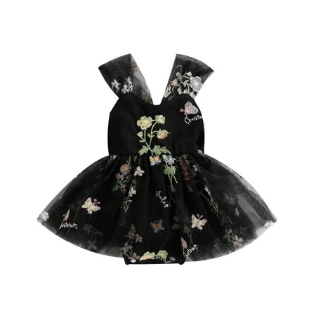 

Baby Girl Lace Tulle Romper Dress Sleeveless Flower Embroidery Mesh Tutu Princess Dress Fluffy Brithday 6M 12M 18M 24M