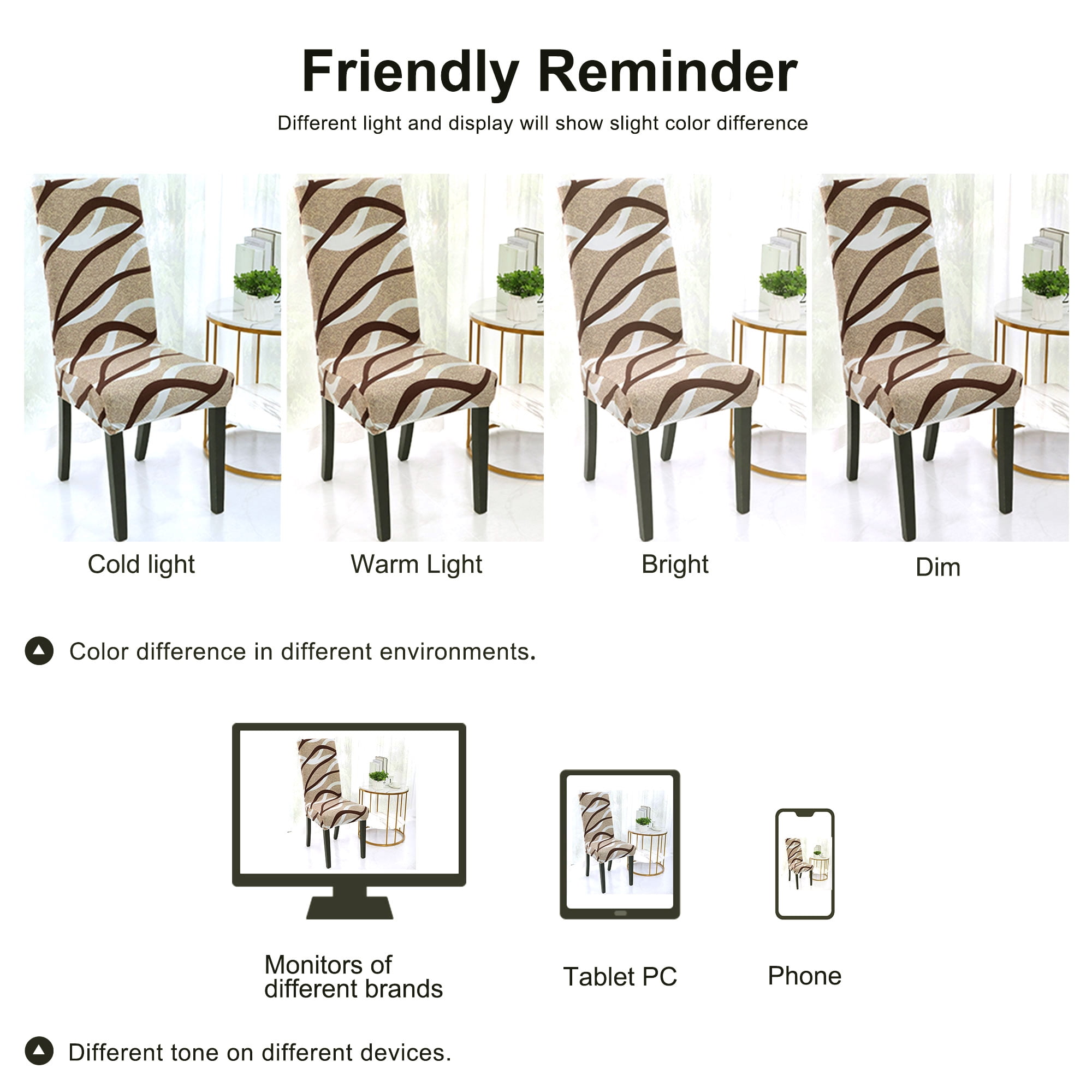 Unique Bargains Stretch Spandex Dining Chair Slipcover Khaki and Brown M