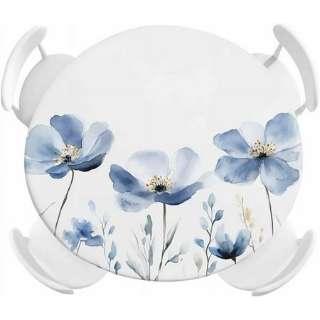 

Navy Blue Flowers Round Fitted Tablecloth with Elastic Edged Watercolor Floral Plants Rustic Waterproof Oil Proof Table Cover for Dinner Outdoor Picnic Wedding Party - Fits 36 - 44 Round Tables