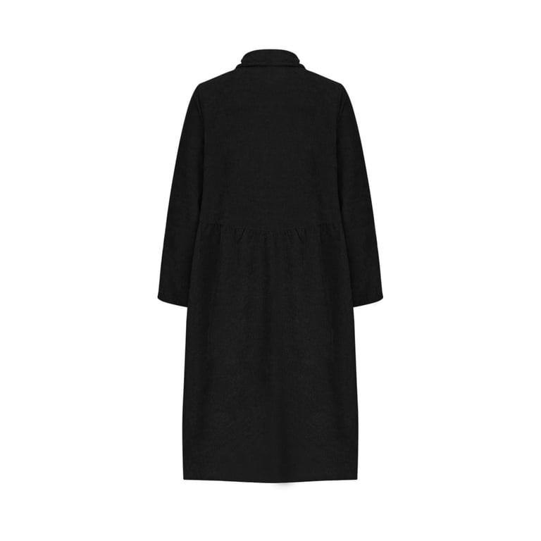 knee length dresses for ladies Black corduroy midi dress – Elora main image 0