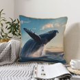 thumbnail image 4 of KLL Dancing Whale Decorative Throw Pillow Covers Velvet Soft for Couch Sofa Bedroom Living Room Outdoor (No pillow core)- 16"x16", 4 of 5