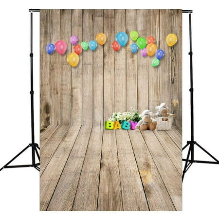 ABPHOTO Polyester 5x7ft Wooden Theme With Wooden Floor Retro Photography Background Cloth Backdrop Photo Studio Best For Children,Newborn,Baby,Kids,Wedding,Family