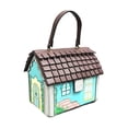 thumbnail image 2 of Bolso bandolera con forma de casa, de piel sintética, para vacaciones y trabajo. Azul, 2 of 9