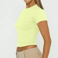 thumbnail image 6 of LISTHA Summer Crop Tops for Women Short Sleeve Workout Summer Crew Neck Cropped T Shirts Basic Y2k Tight Tees Fluorescence Yellow XL, 6 of 7