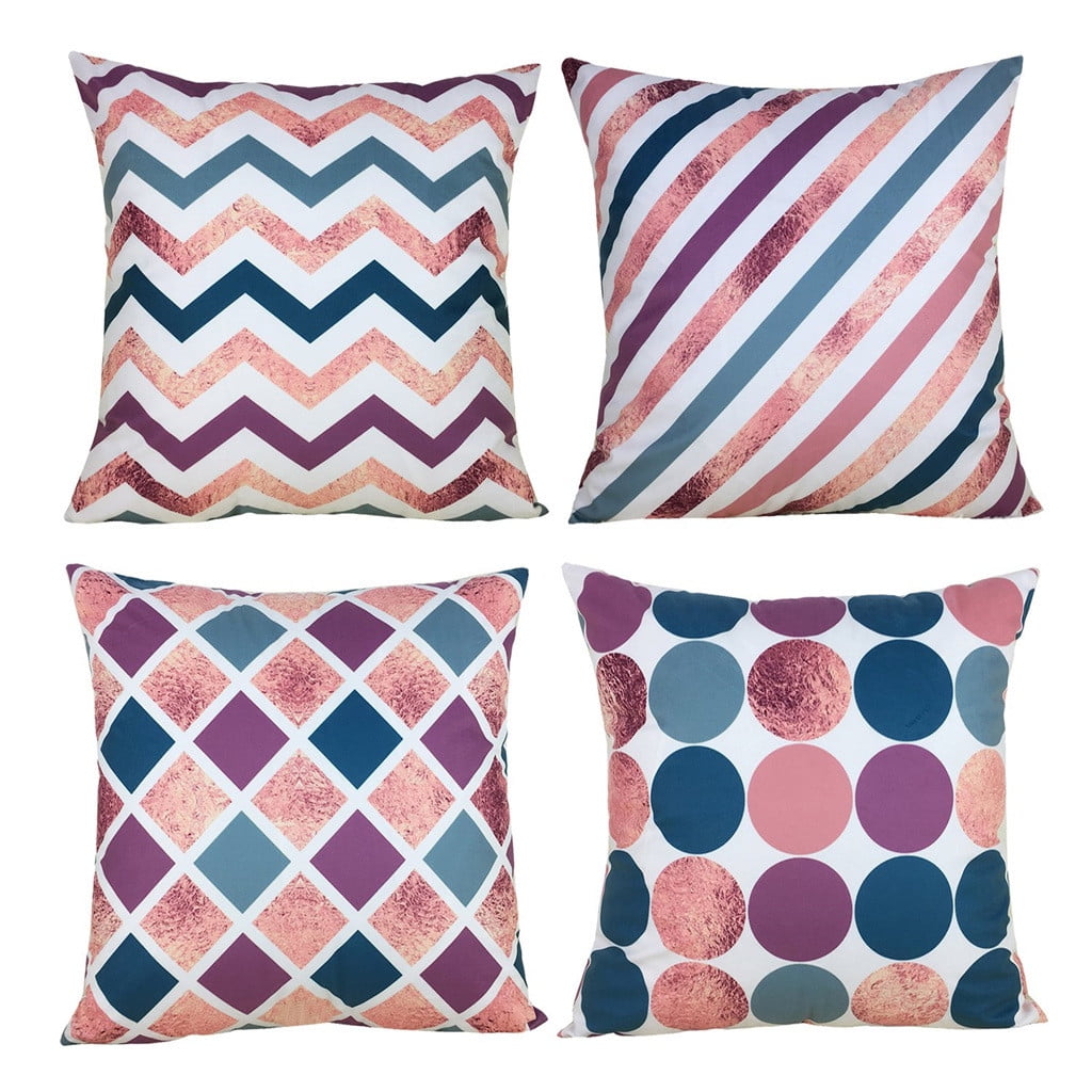 Haswue 4pcs Modern Simple Geometric Style Cotton Linen Burlap Square Throw Pillow Cover Walmart Com Walmart Com