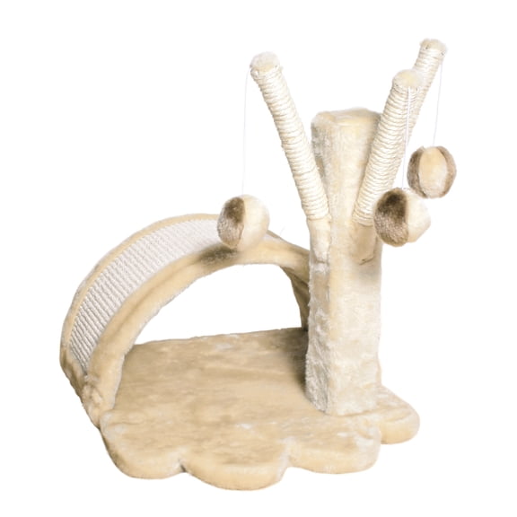 TRIXIE Tavira Plush & Sisal Kitten Scratching Pad and Toy Tree, Beige