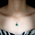 thumbnail image 4 of Rosec Jewels Classic Lab Grown Emerald Pendant Necklace for Women with Moissanite Halo - 10 mm, 10K White Gold, 4 of 8