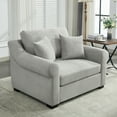 thumbnail image 3 of Euroco Modern Chenille Oversized Armchair, Chair and a Half, Single Sofa for Bedroom, Living Room,44.5" Wide, Light Grey, 3 of 9