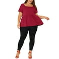 thumbnail image 2 of NOMADIC NOOK Women's Plus Size Peplum Square Neck Rib Solid Babydoll Packs Blouse, 2 of 5