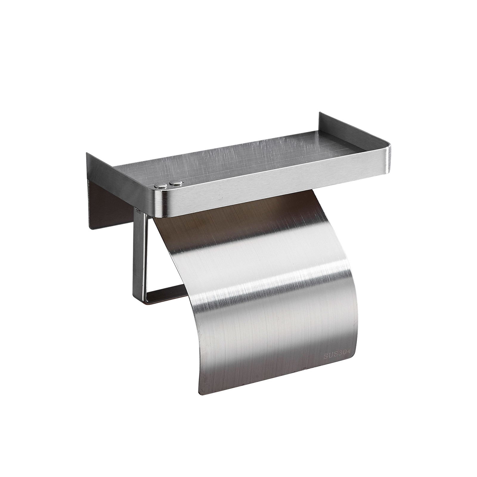 Gogosir Toilet Paper Holder With Phone Shelf Brushed Nickel Bathroom Stainless Steel Tissue Roll