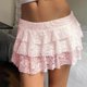 thumbnail image 2 of Minifalda sexy de encaje con capas superpuestas - Minifalda plisada de encaje floral de cintura baja - Transparente, ligera, para fiestas, discotecas, citas y cosplay, 2 of 6