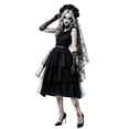 thumbnail image 2 of Halloween Costume Gothic Ghost Bride Cosplay Dress for Women, Black Tulle Cake Dress with Lace Veil Gloves and Belts for Themed Party Carnival Halloween Night, 2 of 9