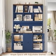 thumbnail image 3 of Homfa 71″ 6 Cubes Bookcases with 2 Storage Drawers and Charge Station, 3 Tier Bookshelf with Adjustable File Storage Cabinet for Living Room Home Office, Blue, 3 of 7