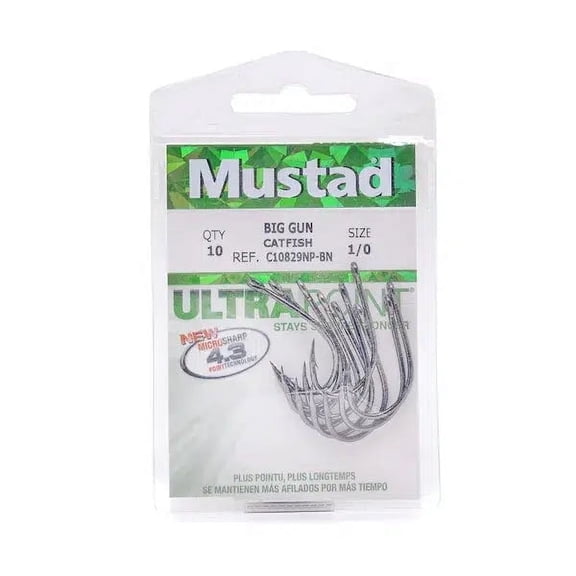 Mustad C10829NP Black Nickel Big Gun Catfish Hook 6,0 Hooks