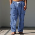 thumbnail image 1 of Pantalones largos para hombre, cintura elástica, transpirables, cómodos, suaves, informales, de playa, de poliéster., 1 of 5