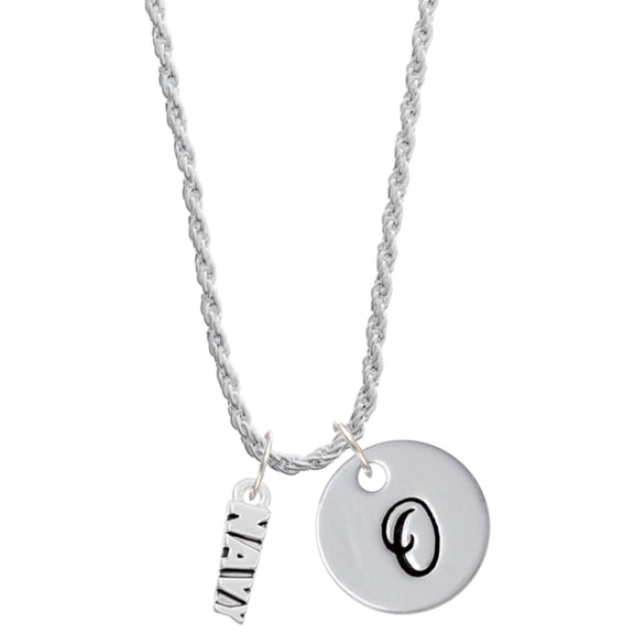 Delight Jewelry Silvertone Navy Silvertone Script Initial Disc - O - Charm Necklace, 20"+3"