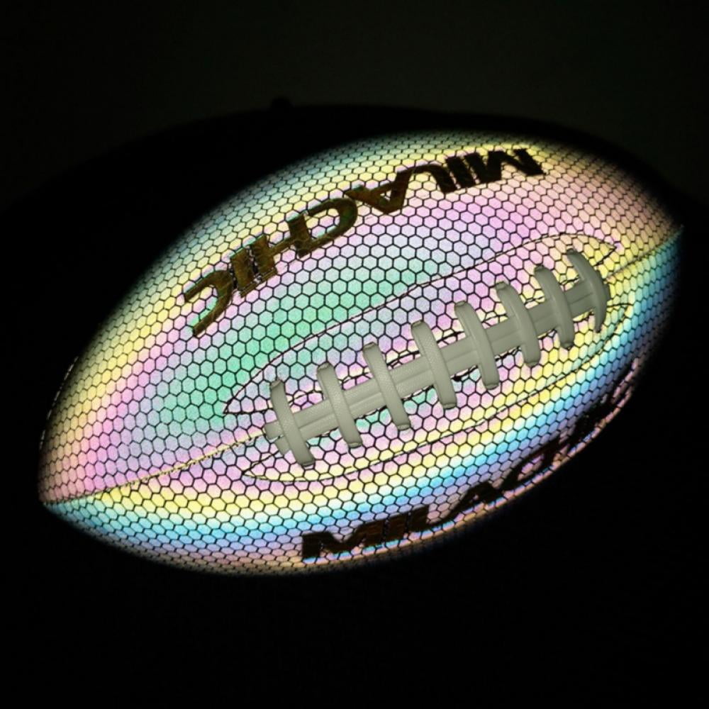 Bright American Football - Reflective- Holographic - Glow in The Dark Rugby Ball - Children and Adults - Unisex - Size 9