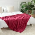 thumbnail image 4 of Fleece Blanket Soft Cozy Twin Size Blankets-Warm Fuzzy Lightweight Bed Throw Wine Red 60"x80", 4 of 6