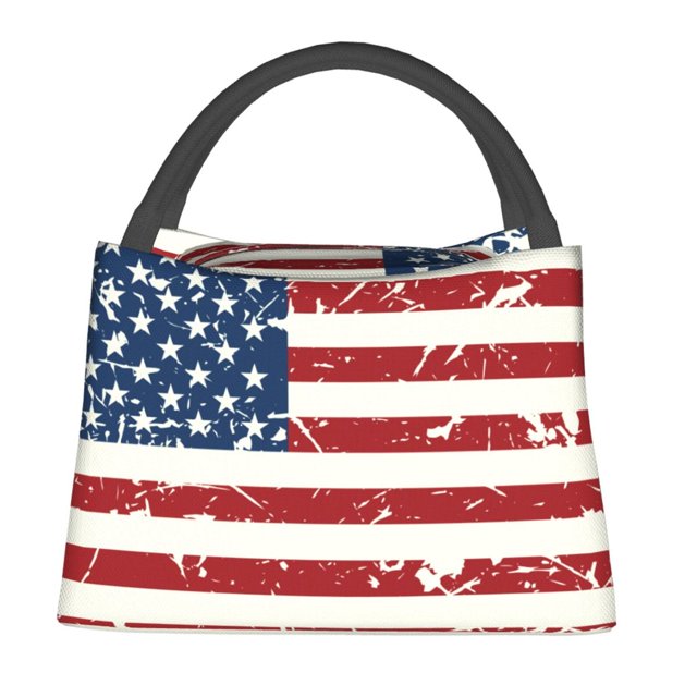 Disketp Vintage American Flag Bolsa Térmica Estampada, Bolsa Térmica Aislante para Almuerzo, Playa y Campamento