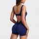 thumbnail image 1 of Mono de entrenamiento de 1 pieza para mujer, sin mangas, con espalda descubierta y control de abdomen, mono de yoga con fruncido en la espalda en V Liza, 1 of 5