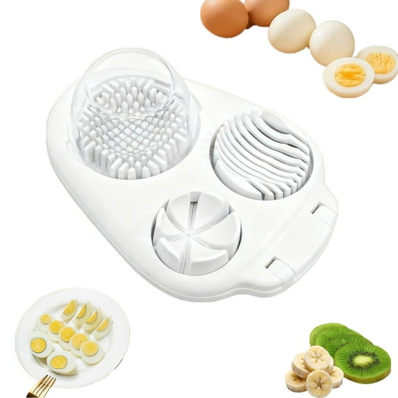 Egg Slicer for Hard Boiled Eggs, 3-in-1 Stainless Steel Fruit Cutter