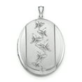 thumbnail image 1 of 925 Sterling Silver Butterflies 34mm Oval Locket Pendant Charm, 1 of 7