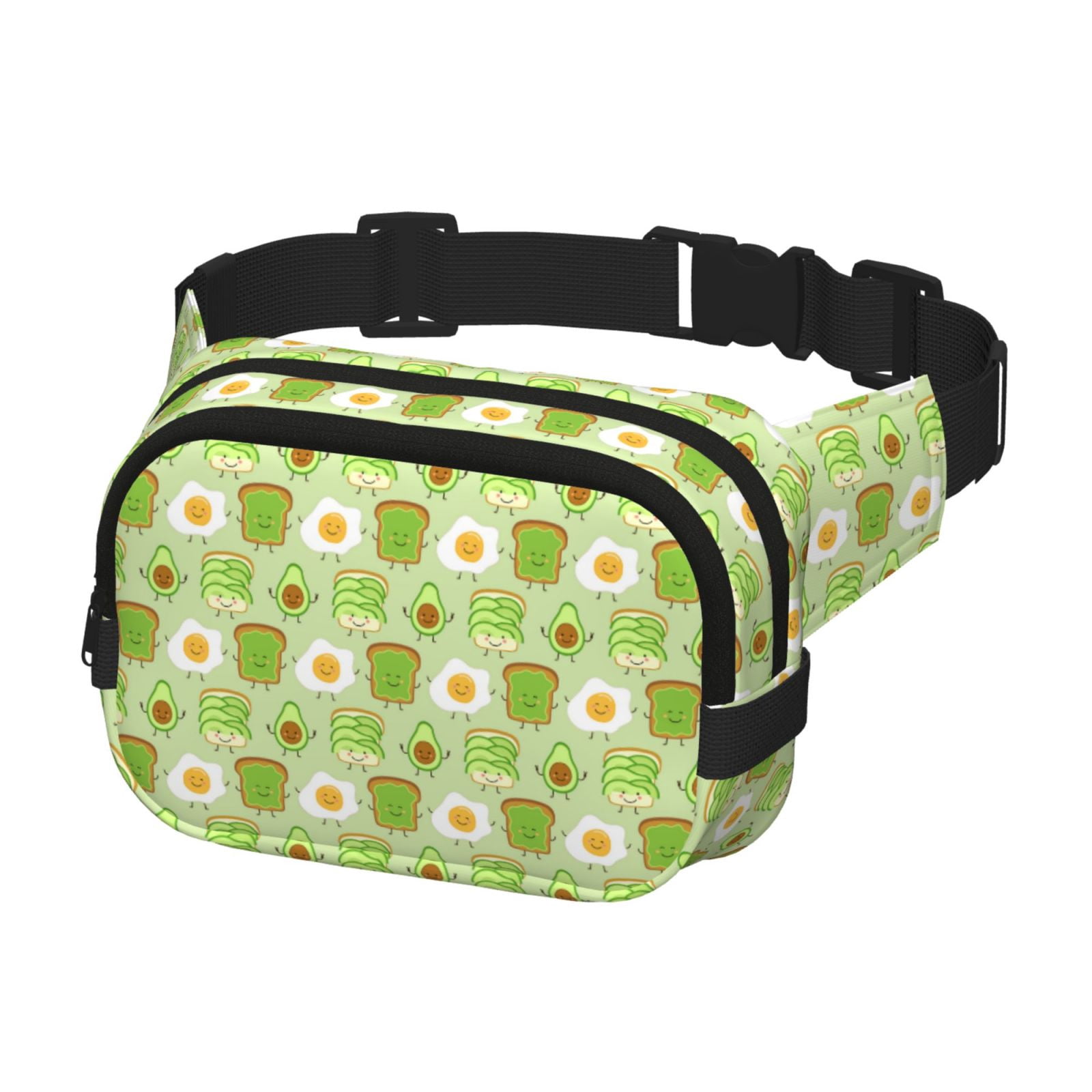 Fuzoiu Avocado And Toast Print Unisex Square Double Layer Waist Bag,Crossbody Fanny Pack Travel Workout Accessory