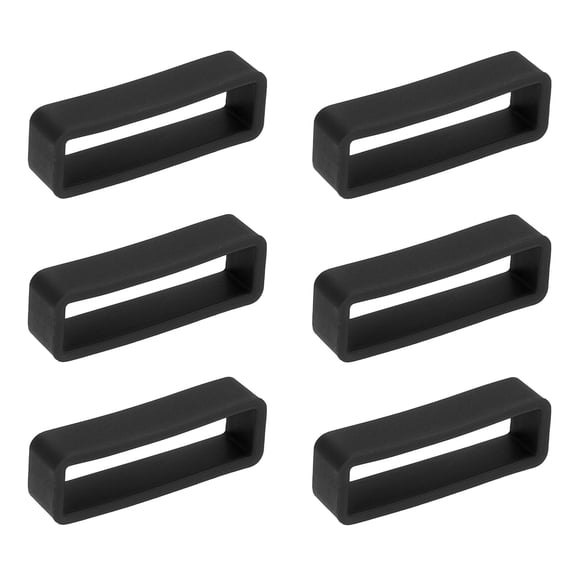 Uxcell 6pcs Watch Band Loops 26mm Silicone Watch Band Keeper Replacement Watch Strap Holder Retainer Wristwatch Strap Fastener Rings, Black