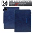 thumbnail image 3 of SaniMore for iPad Pro 11 2024 Wallet Case with Card Slots & Pen Holder [Auto Sleep] PU Leather Magnetic Ciasp Kickstand Shockproof TPU Shell Full-body Protctive Retro Cover, Blue, 3 of 9