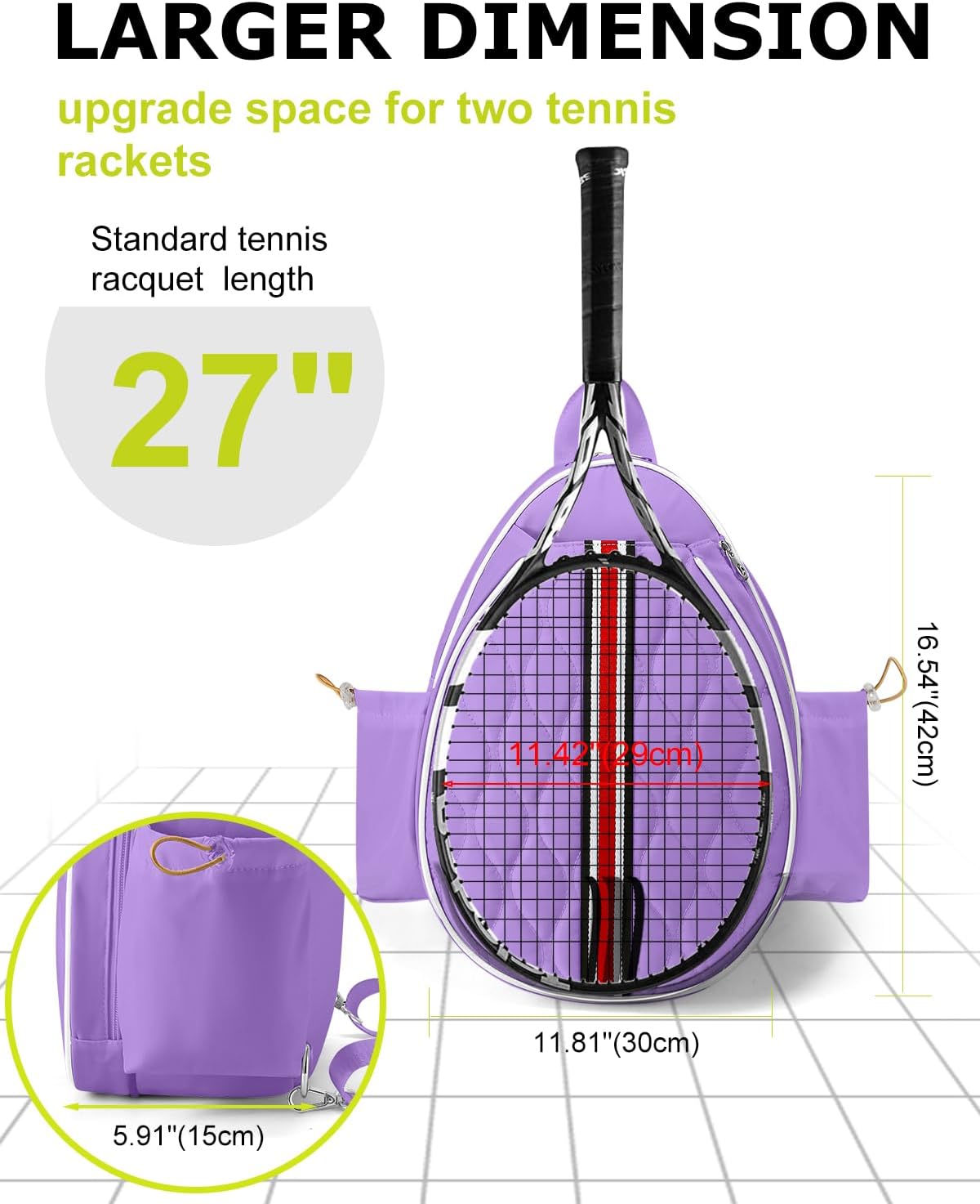 17in Tennis Backpack for 2 Rackets & Gear, Sports Bag with Wet/Dry Compartment, Unisex Backpack for Men and Women, Ideal Gift for Tennis & Pickleball
