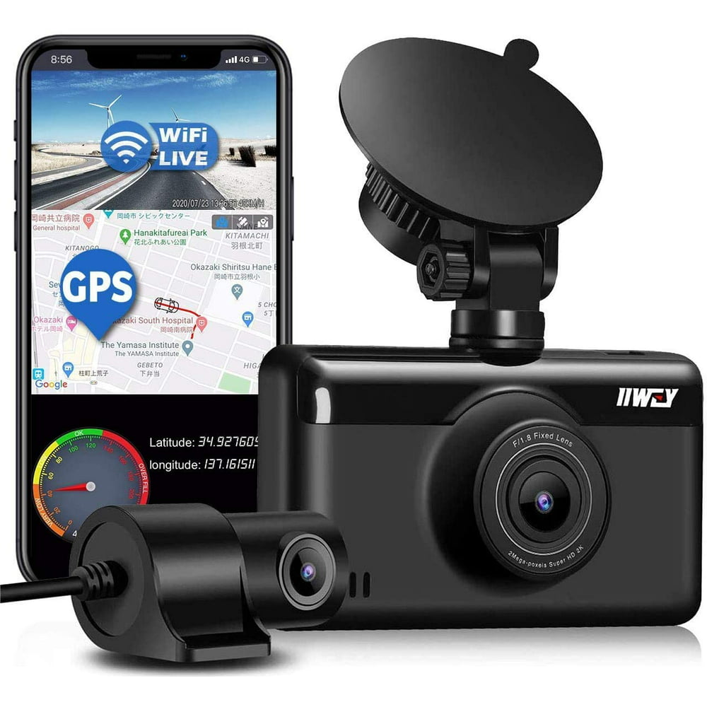 Dual Dash Cam 1440p And 1080p Built In Wifi Gps Car Dashboard Camera With 3 Inch Ips Touch Screen