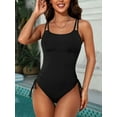 thumbnail image 4 of Womens Tummy Control One Piece Monokini Swimwear Side Tie Bath Suit Sexy Ribbed Swimsuit, 4 of 7