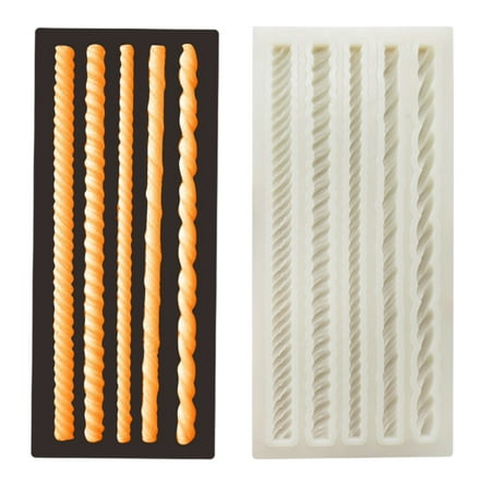 

Greenred Cake Mold Reusable Non-sticky Handiwork 5 Strips Fried Dough Twist Silicone Pastry Mold for Kitchen