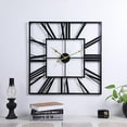 thumbnail image 1 of Horloge Murale Carrée en Fer Forgé Rétro 58cm pour Salon - Noir+or, 1 of 5