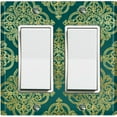 thumbnail image 1 of Metal Light Switch Plate Cover Elegant Green Yellow Diamond Cross Damask DAM091, 1 of 13
