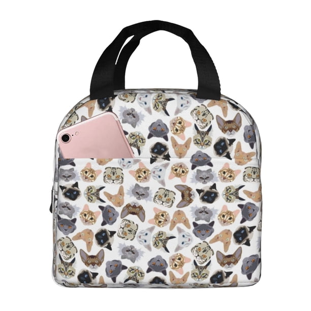 Easygdp Cute Cats Bolsa Térmica Premium - Tela Oxford Impermeable, Gran Capacidad, Bolsillo Frontal, Unisex para Trabajo, Escuela, Actividades al Aire Libre y Picnics
