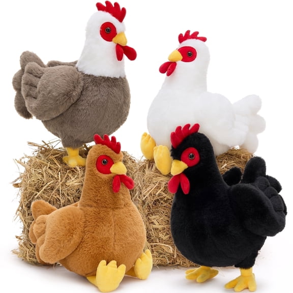 MorisMos 4Pcs Chicken Stuffed Animals Bulk Chicken Plush Toy