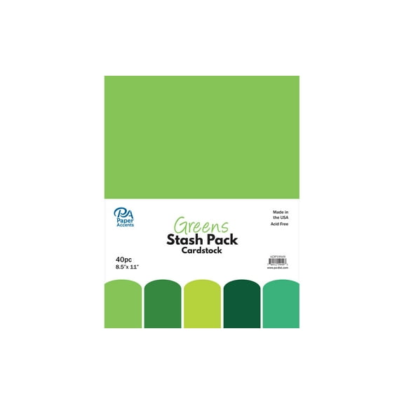 Paper Accents Stash Pack Cardstock 8.5"x 11" Greens 40pc
